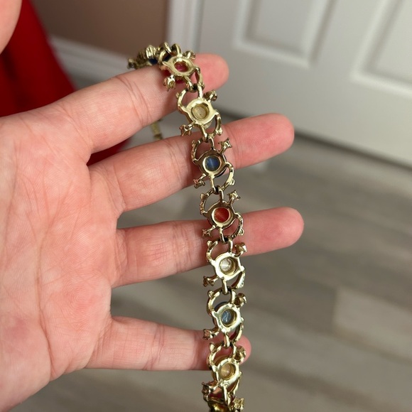 4/$100 Elegant Gold Bracelet with Red, Blue, and White Accents 🎁 - Picture 5 of 7